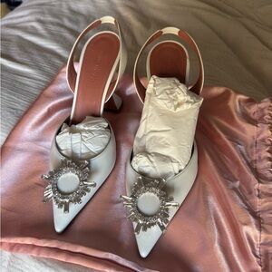 Amina Muaddi White Begum Sling Heels